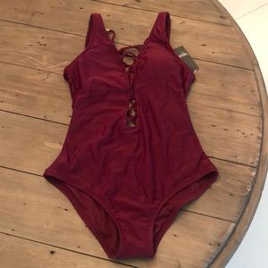 Wine colored sexy one piece swimsuit NWT